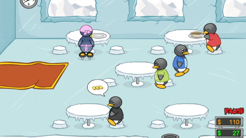 Gameplay du dîner des pingouins
