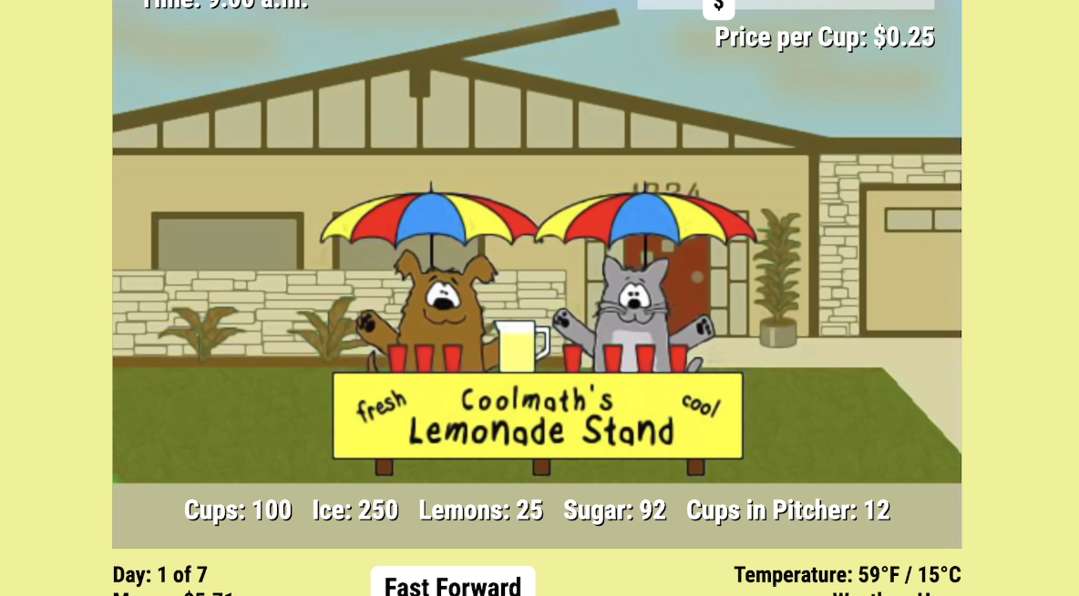 Lemonade Stand - Play it Online at Coolmath Games