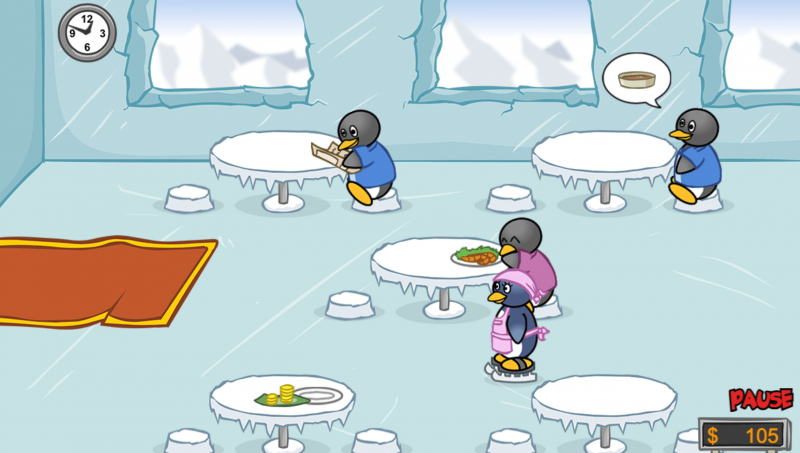 Jogos friv- Penguin Diner Servindo os pinguins #1 